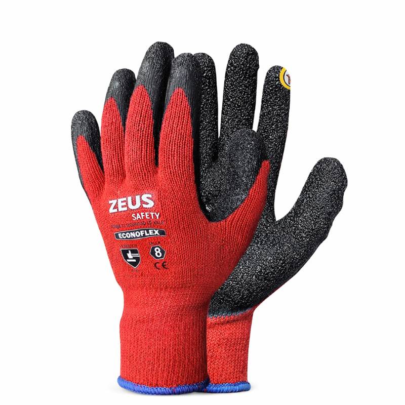 GUANTE HILO ROJO PALMA LATEX